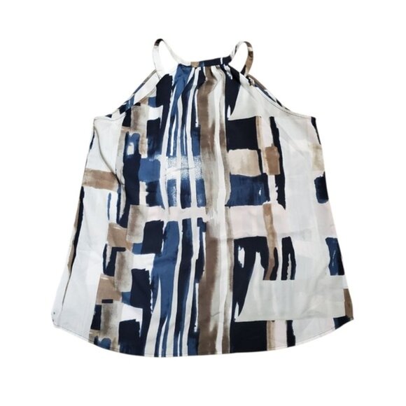 High Neck Tank Modern Art Brushstroke Tunic Top XL - Picture 6 of 11